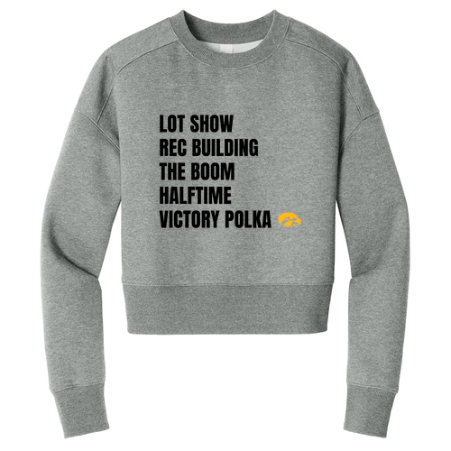 District Women's Perfect Weight Fleece Cropped Crew -- Heathered Steel