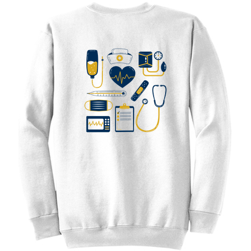Nursing Tools Port and Company Classic Crewneck Sweatshirt -- White