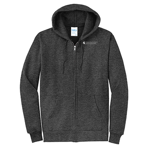 Port and Company Classic Full Zip Hooded Sweatshirt -- Dark Heather Grey