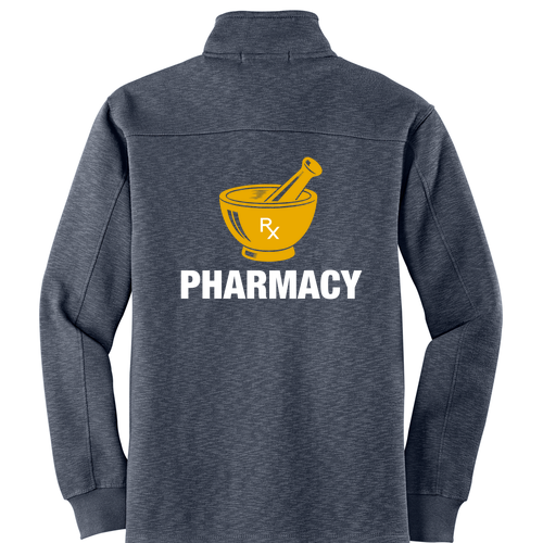 Screen Printed Port Authority Slub Fleece Quarter Zip Pullover -- Slate Grey