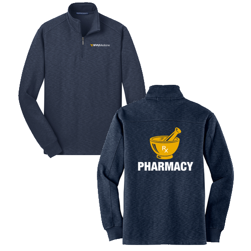 Screen Printed Port Authority Slub Fleece Quarter Zip Pullover -- Navy