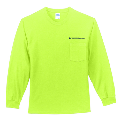 Port and Company Long Sleeve Pocket  T-Shirt -- Safety Green, $31