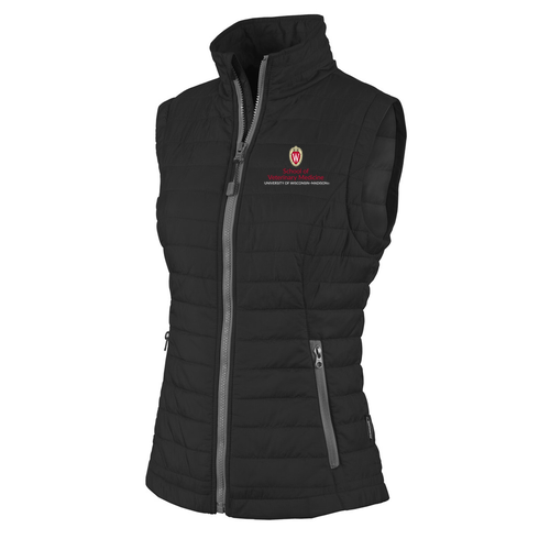 Charles River Ladies Radius Quilted Vest -- Black / Grey