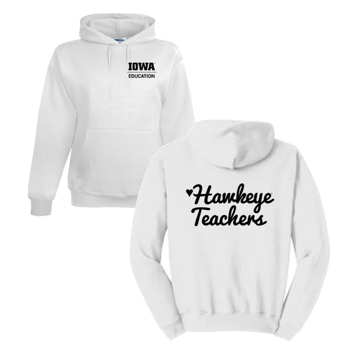 Hawkeye Teachers Jerzees 8 oz 50/50 Nublend Adult Hooded Sweatshirt -- White