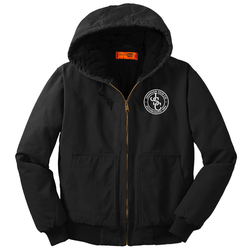 Cornerstone Washed Duck Cloth Insulated Hooded Work Jacket -- Black EMBROIDERED
