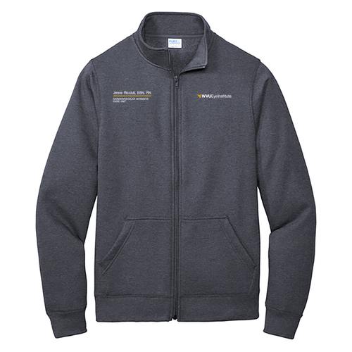 Embroidered Port and Company Core Fleece Cadet Full-Zip Sweatshirt -- Heather Navy
