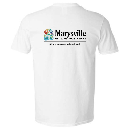 Gildan Adult V-Neck T-Shirt Front & Back -- White