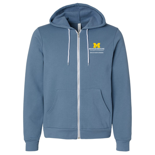 Mens/Unisex Bella Canvas Soft Full-Zip Hooded Sweatshirt -- Steel Blue
