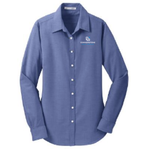 Port Authority Ladies Super Pro Oxford Shirt -- Navy