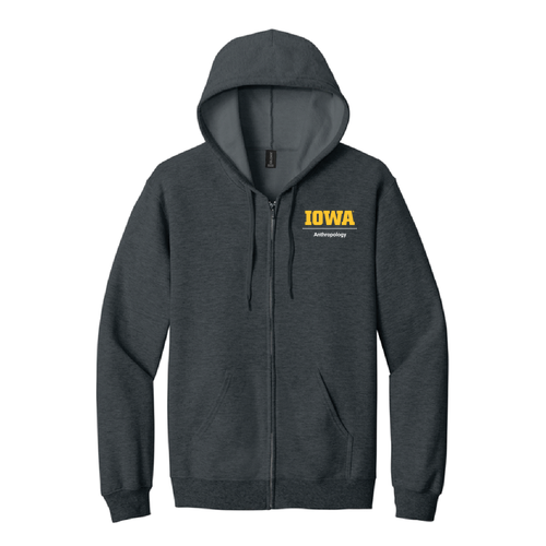 Gildan Midweight Fleece Adult Full Zip Hooded Sweatshirt -- Dark Heather