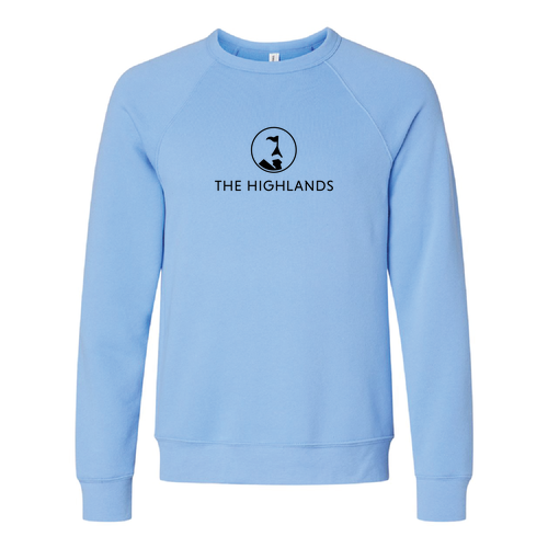 The Highlands Logo 1 Black Ink -- Raglan Sweatshirt Carolina Blue