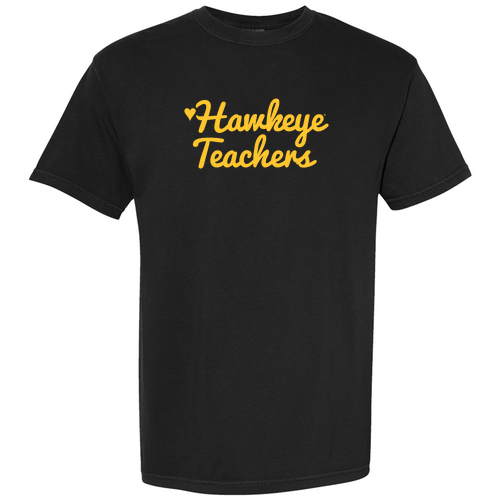 Hawkeye Teachers Comfort Colors Heavyweight Adult T-Shirt -- Black