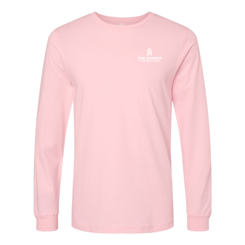 The Summit at Snoqualmie Logo 2 White Ink -- Longsleeve Pink