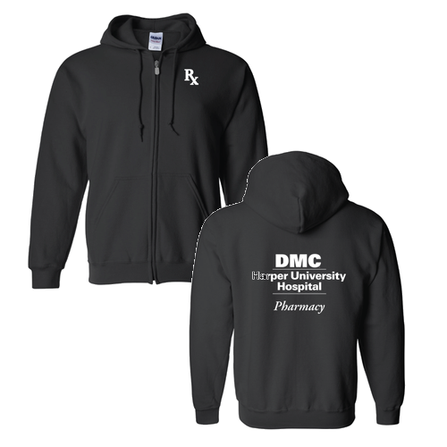 Mens/Unisex Gildan Full Zip Hooded Sweatshirt -- Black