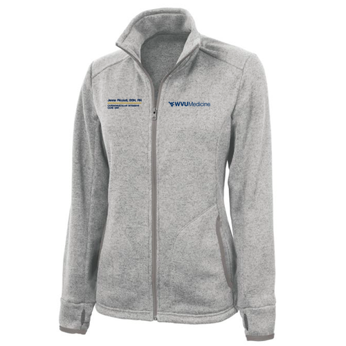 Embroidered Charles River Ladies Heathered Fleece Jacket -- Light Grey Heather