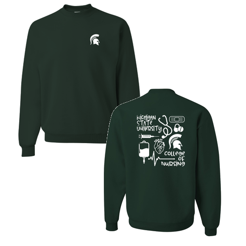 Jerzees 8 Oz., 50/50 Nublend Fleece Forest Green Collage crew