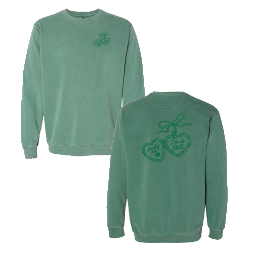 Comfort Colors Unisex Garment-Dyed Crewneck Sweatshirt -- Light Green Locket Design