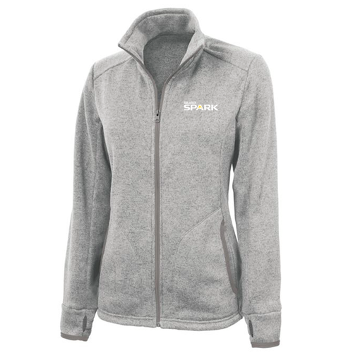 Ladies Charles River Heathered Fleece Jacket -- Light Grey Heather