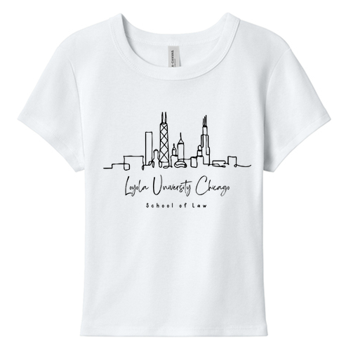 Chicago Skyline Baby Tee -- Solid White Blend