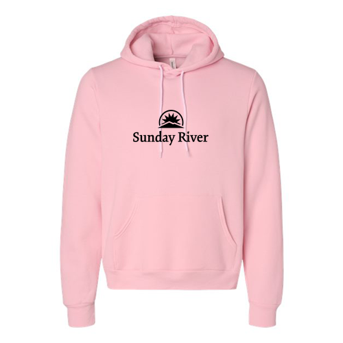 Sunday River Logo 1 Black Ink -- Pullover Hooded Sweatshirt Pink