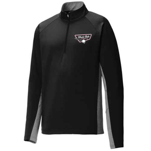 Sport Tek Sport Wick Stretch Contrast 1/2 Zip Pullover -- Black / Charcoal Grey Heather