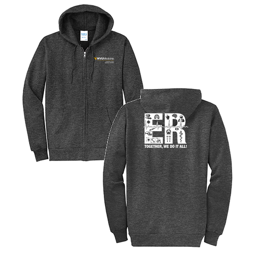 Port and Company Classic Full Zip Hooded Sweatshirt -- Dark Heather Grey