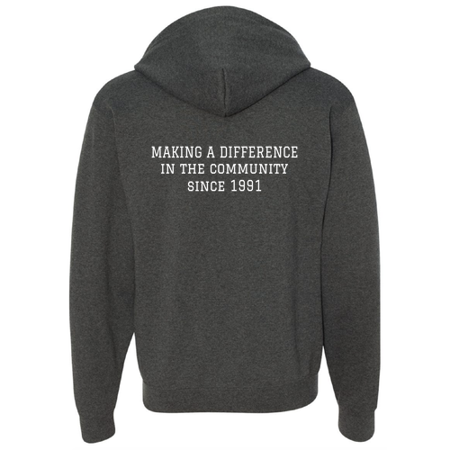 Jerzees Full Zip Hooded Sweatshirt -- Black Heather