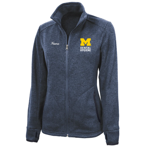 Ladies Charles River Heathered Fleece Jacket -- Navy Heather