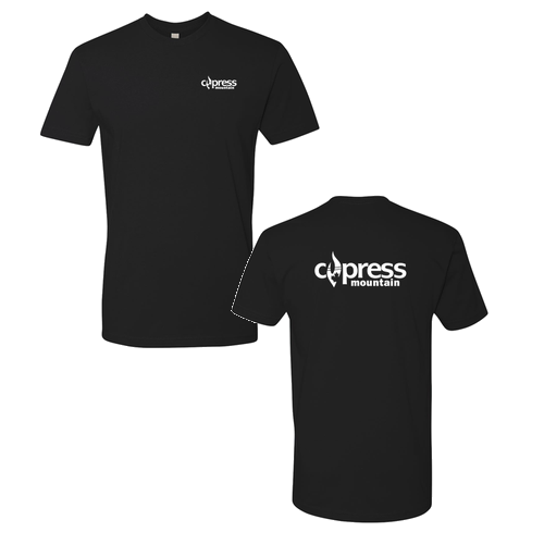 Cypress Mountain Logo 2 White Ink -- Short Sleeve Black