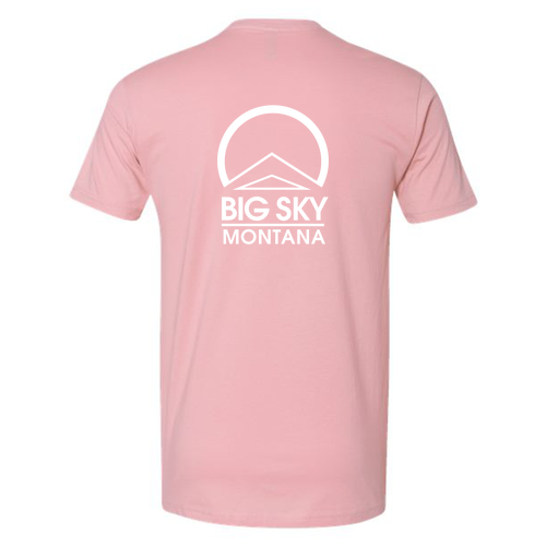 Big Sky Montana Logo 2 White Ink -- Short Sleeve Light Pink