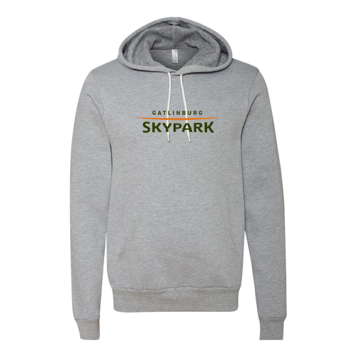 Gatlinburg Skypark Logo 1 Green & Orange Ink -- Pullover Hooded Sweatshirt Athletic Heather