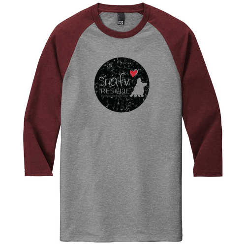 District Made Mens Perfect Tri Raglan -- Grey Frost / Maroon Frost