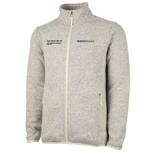Embroidered Charles River Men's Heathered Fleece Jacket -- Oatmeal Heather