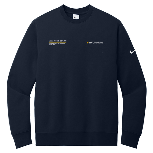 Nike Club Fleece Sleeve Swoosh Crew -- Midnight Navy