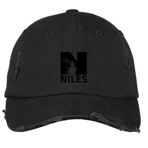 District Threads Distressed Hat -- Black, NPS Logo, 7 Points