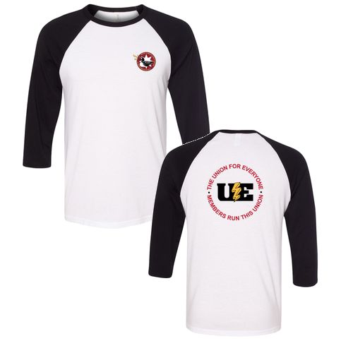 Bella Canvas Unisex 3/4 Sleeve Baseball T-Shirt -- White/ Black