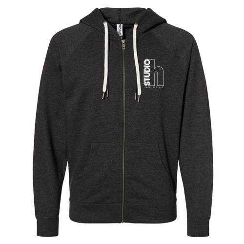 Independent Trading Icon Unisex Lightweight Terry Full-Zip Hooded Sweatshirt -- Charcoal Heather