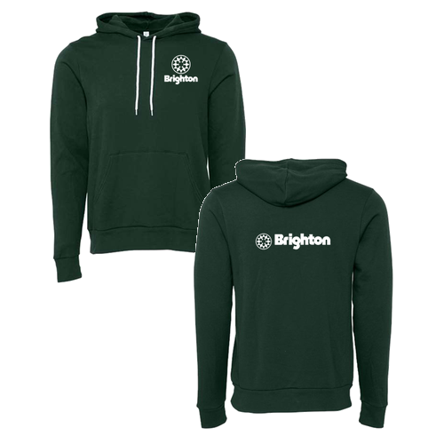 Brighton Logo 2 White Ink -- Pullover Hooded Sweatshirt Forest