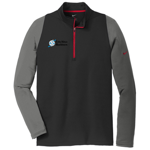 Nike Golf Dri FIT Stretch Half Zip Cover Up -- Black / Dark Grey / Gym Red