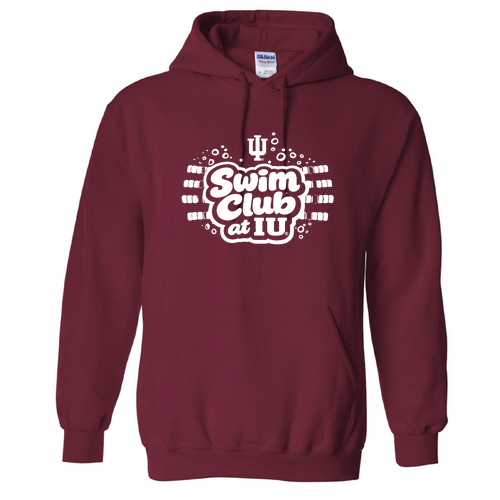 Swim Club at IU (design 1) Hooded Sweatshirt -- Cardinal Red