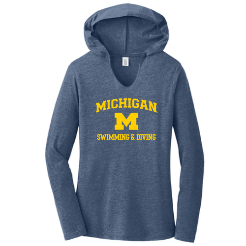 Ladies District Made Ladies Perfect Tri Long Sleeve Hoodie T-Shirt -- Navy Frost