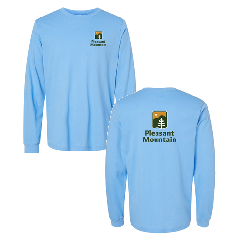 Pleasant Mountain Logo 2 Full color -- Longsleeve Carolina Blue