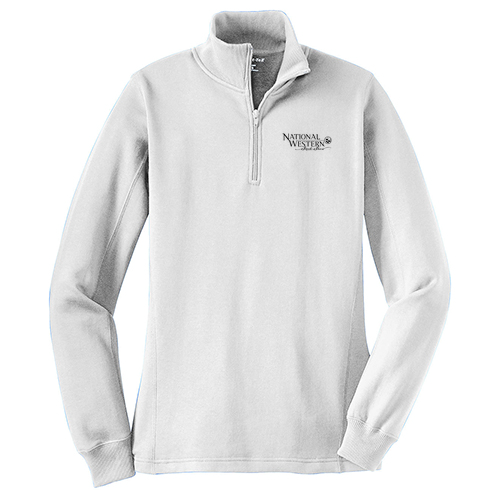 Sport Tek Ladies Quarter Zip Sweatshirt -- White