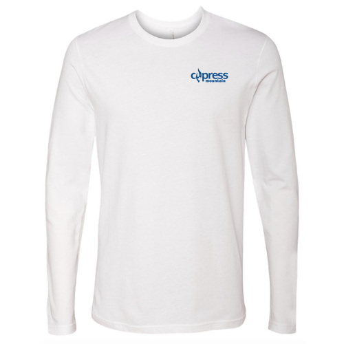 Cypress Mountain Logo 2 Blue Ink -- Long Sleeve White