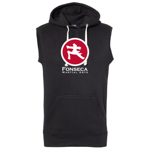 J America Men's Triblend Sleeveless Hooded Sweatshirt -- Black