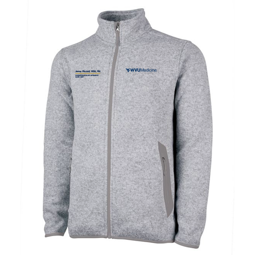 Embroidered Charles River Men's Heathered Fleece Jacket -- Light Grey Heather