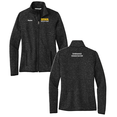Port Authority Ladies Sweater Fleece Jacket -- Black Heather