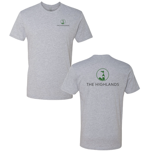 The Highlands Logo 2 Green Ink -- Short Sleeve Heather Grey