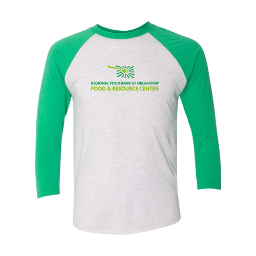 Next Level Unisex Tri-Blend 3/4 Sleeve Raglan -- Food and Resource Heather White / Envy