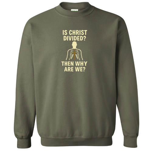Divided Crewneck Sweater -- Military Green